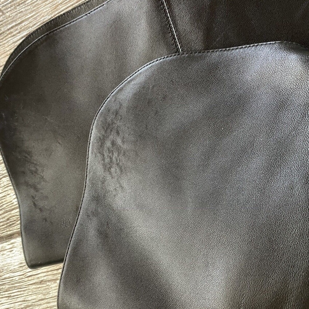 Stuart Weitzman Over the Knee Thigh-High Amber Black Leather Boots Sz 6 - Picture 5 of 9